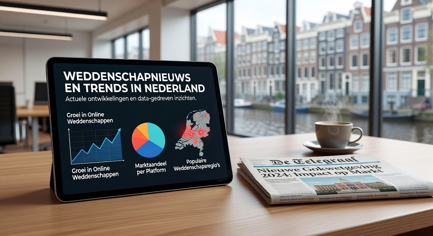 Illustratie van een boetehammer die neerkomt op illegale goksites, met Nederlandse vlag op de achtergrond
