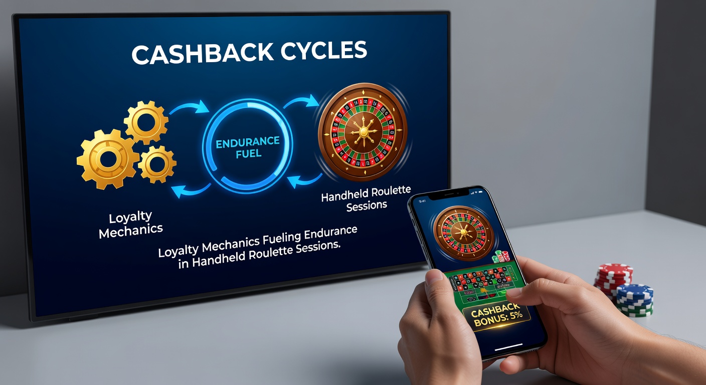 Mobiele roulette-interface met cashback-voortgangsbalk en cyclus-indicatoren tijdens een actieve sessie