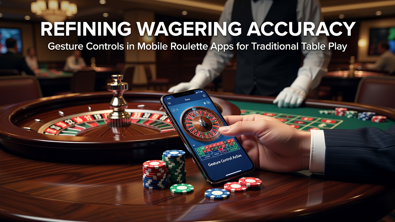 Mobiele roulette app met gebarenbediening die inzetprecisie toont op een touchscreen