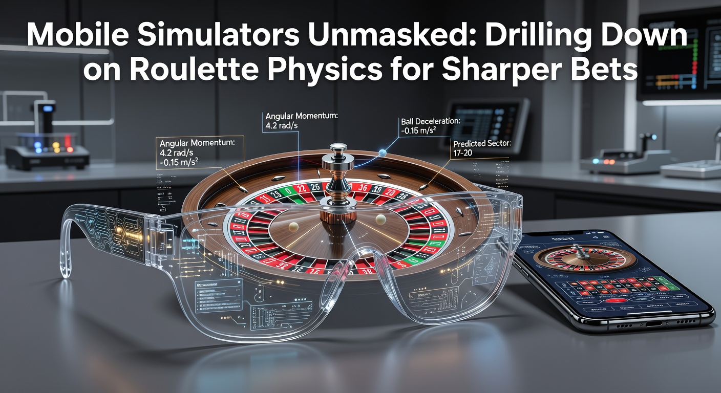 Mobiele roulette simulator toont gedetailleerde wielanimatie met baltraject en fysicaberekeningen op een smartphone-scherm
