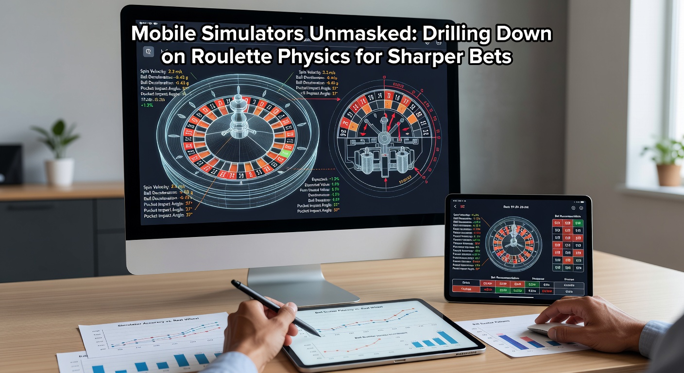 Grafiek van roulette wiel met gemarkeerde bias-sectoren en baltrajectlijnen, gegenereerd door een mobiele simulator-app