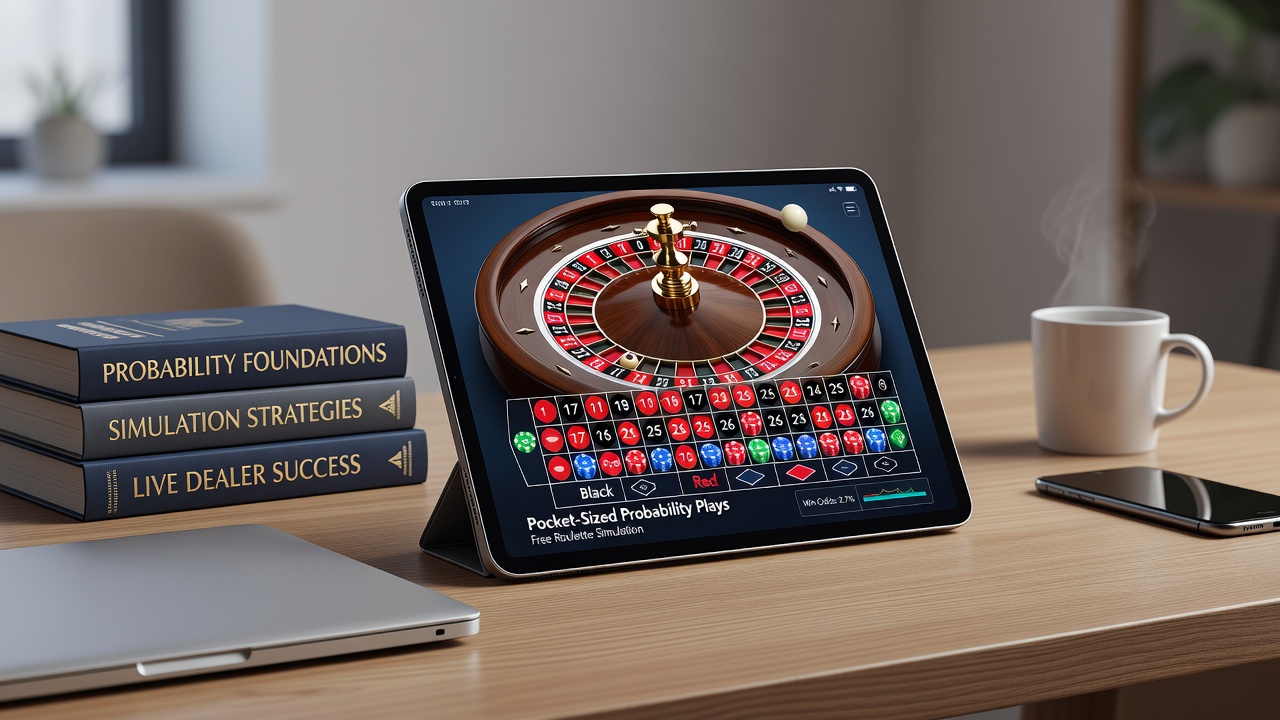 Live dealer roulette tafel met mobiele simulator ernaast als vergelijking