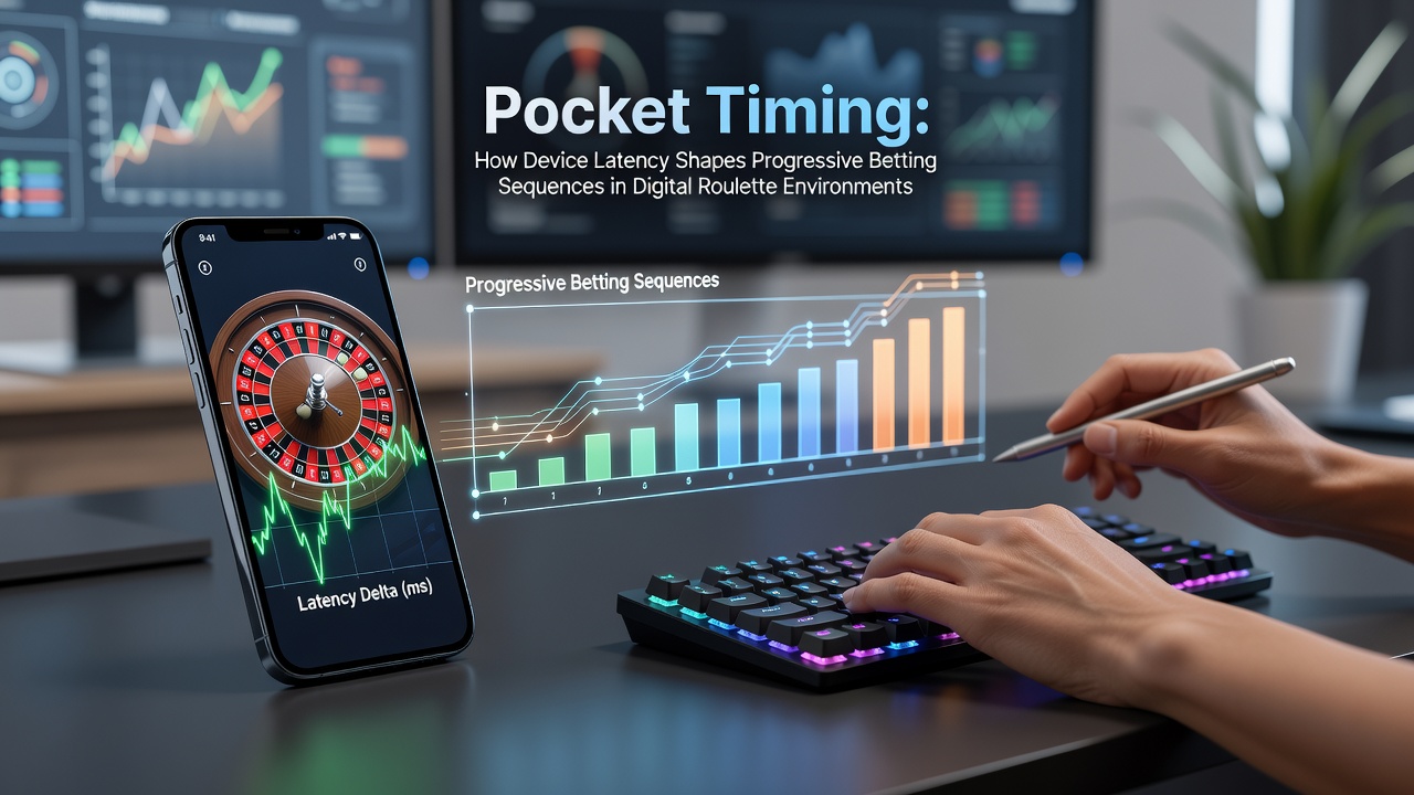 Illustratie van apparaatlatentie die progressieve inzetten in digitale roulette beïnvloedt