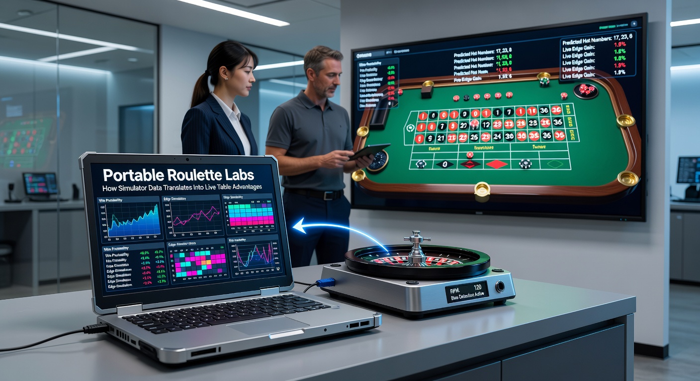 Live roulette tafel met speler die simulator data toepast via notities