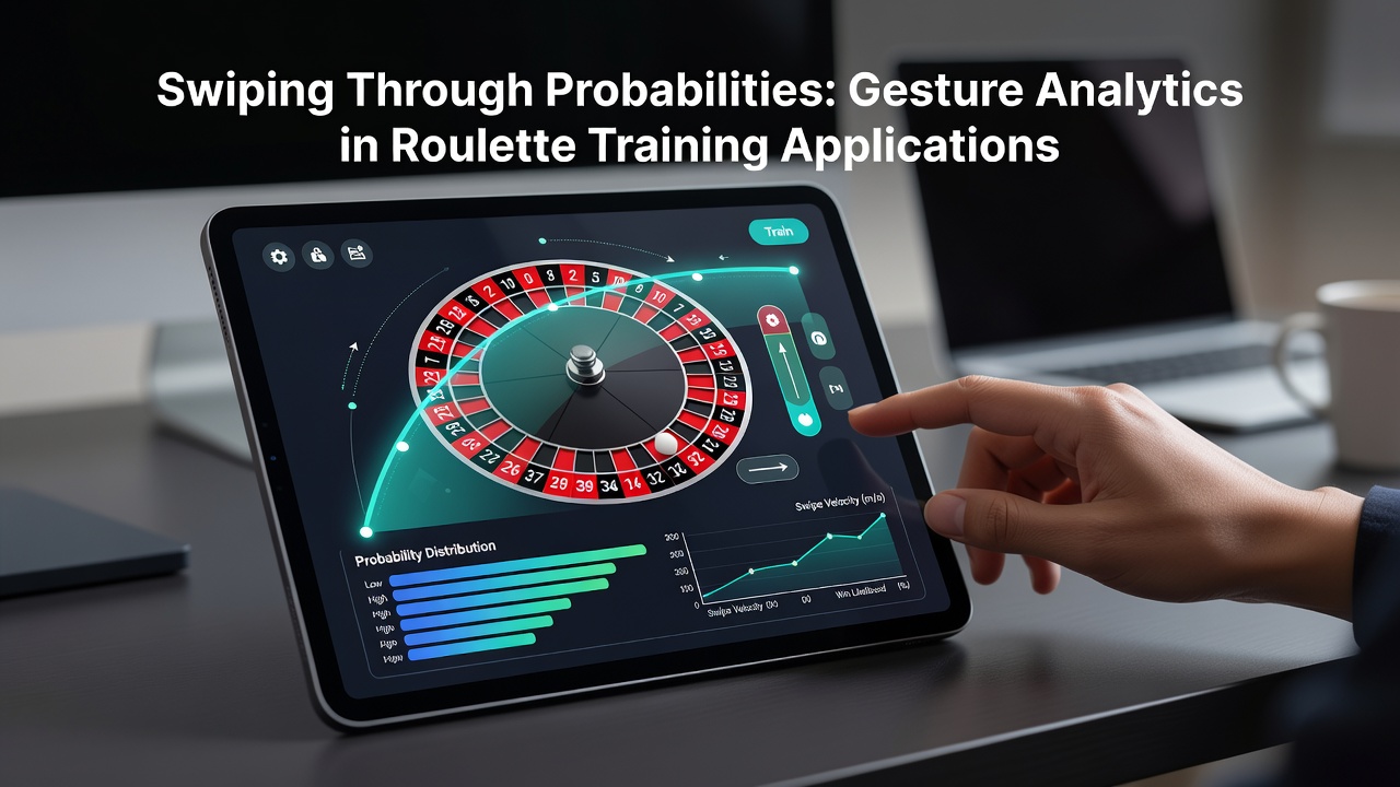 Mobiele app interface toont veegbewegingen tijdens roulette training met realtime statistieken