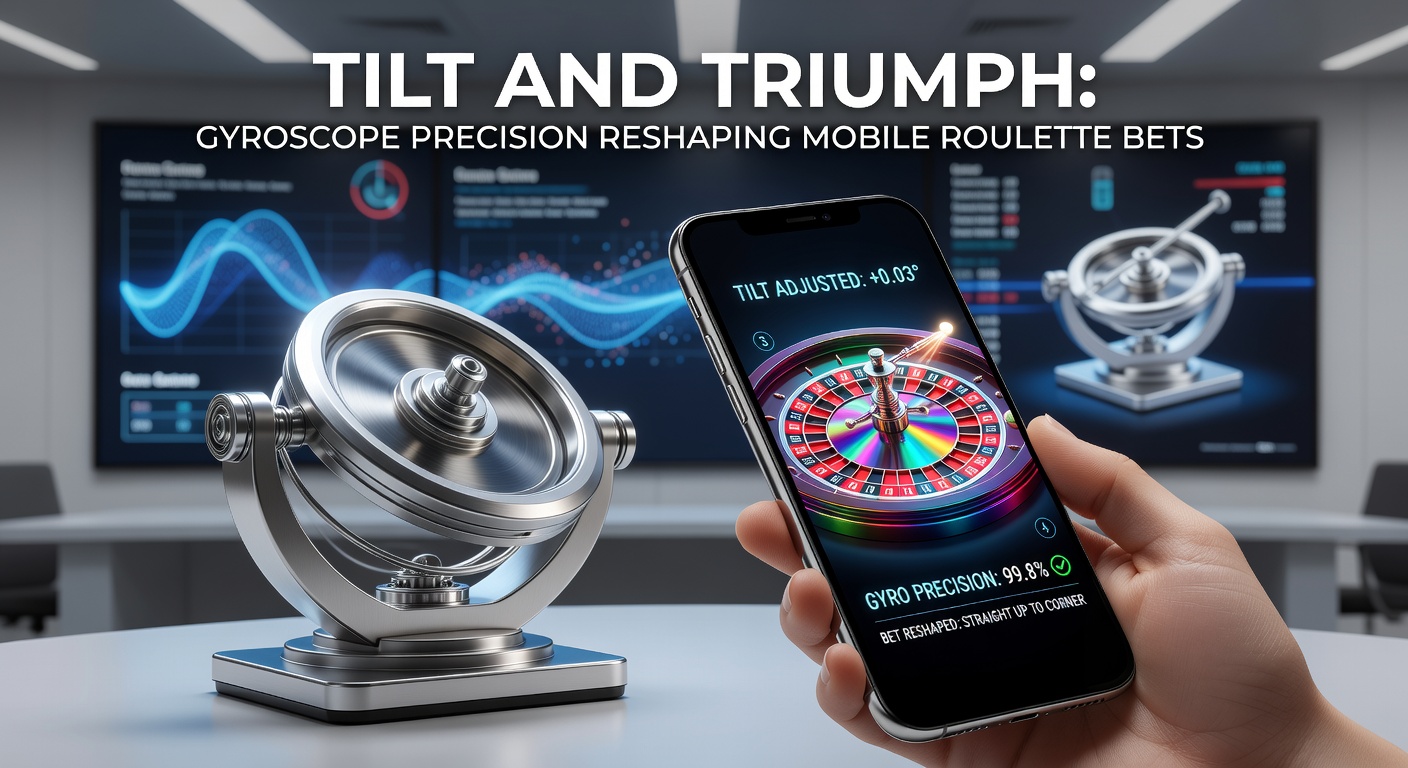 Smartphone met actieve gyroscoop toont tilt-bewegingen tijdens een mobiele roulette-sessie, waarbij het wiel roteert op basis van kantelingen