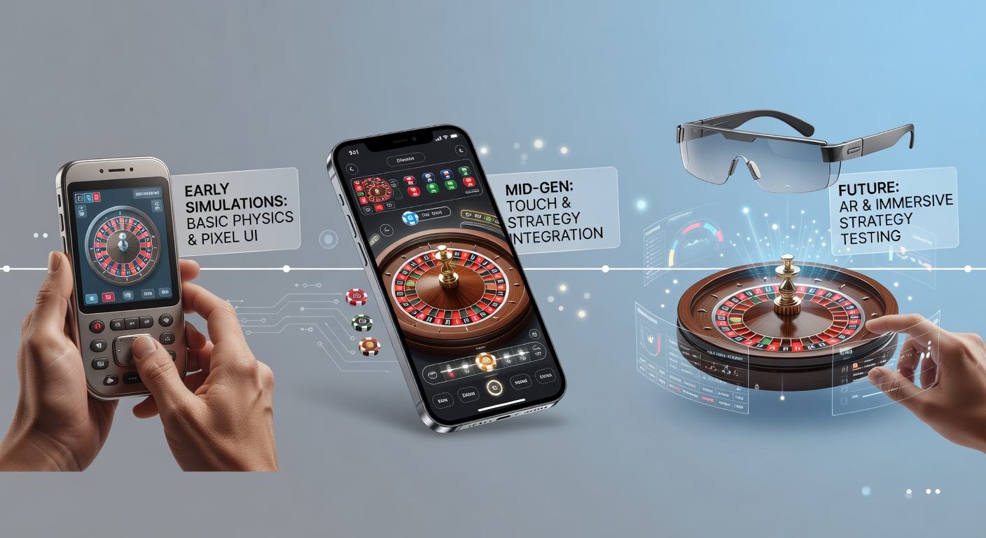 Mobiele roulette interface met realistische wiel fysica simulatie op een smartphone scherm