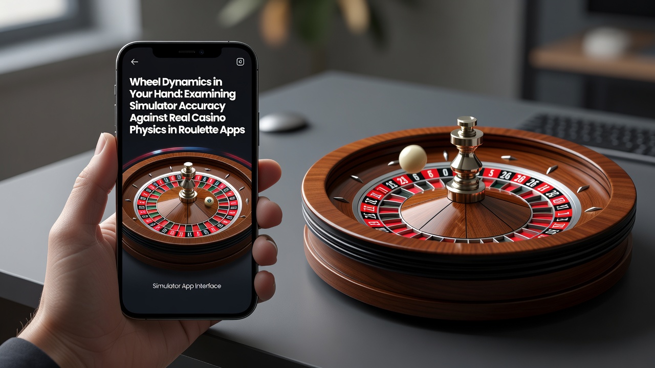 Close-up van een roulettewiel in een mobiele app simulator vergeleken met een fysiek casino wiel